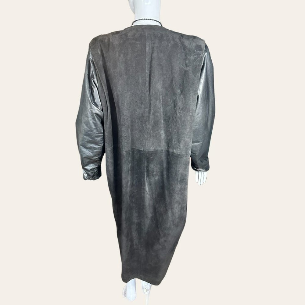 VINTAGE 80s' LOUIS-GUY GIROUX SUEDE/LEATHER/ASTRAKHAN FUR VEST & COAT (SZ 12) - Picture 5 of 16